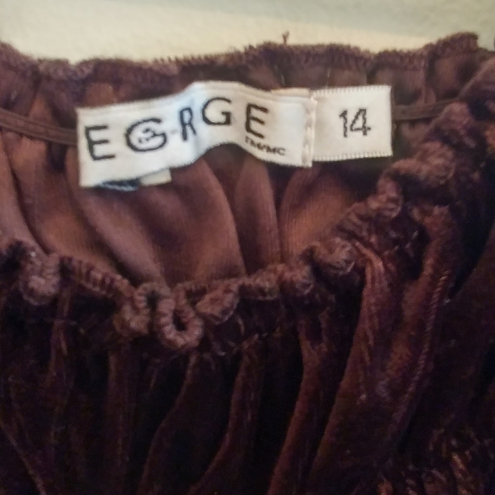 Girls Brown Velvet with Tulle Skirt Dress - Picture 3 of 5